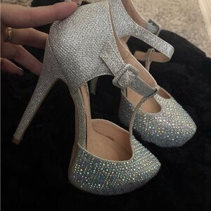 Elegant Silver Glitter Heels